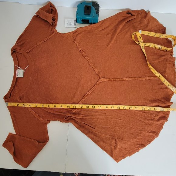 Intimately Free People L/S  Rayon Mesh Knit Tunic Top Size S/P Rust Color - Picture 7 of 10